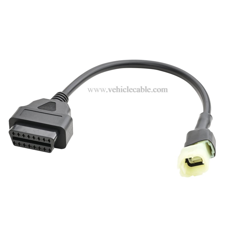 OLLGEN 4 Pin to OBD 16 Pin Motorbike OBD II Adapter,Motorcycle OBD2 Diagnostic Cable 30cm 12" 