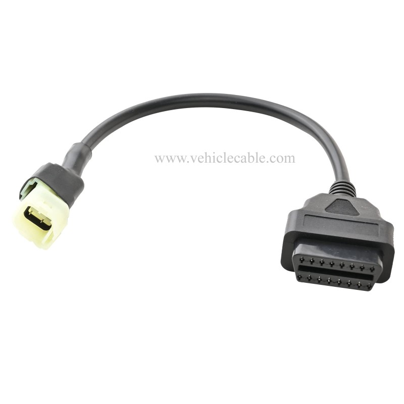 OLLGEN 4 Pin to OBD 16 Pin Motorbike OBD II Adapter,Motorcycle OBD2 Diagnostic Cable 30cm 12" 