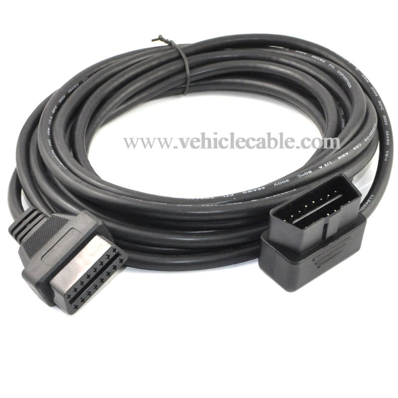 OLLGEN 5M/16.4ft OBD II Cable OBD2 16 Pin Right/Left Angle Male to Female OBD Extenstion Cable for Car Auto Diagnostic Extender Cord Adapter 