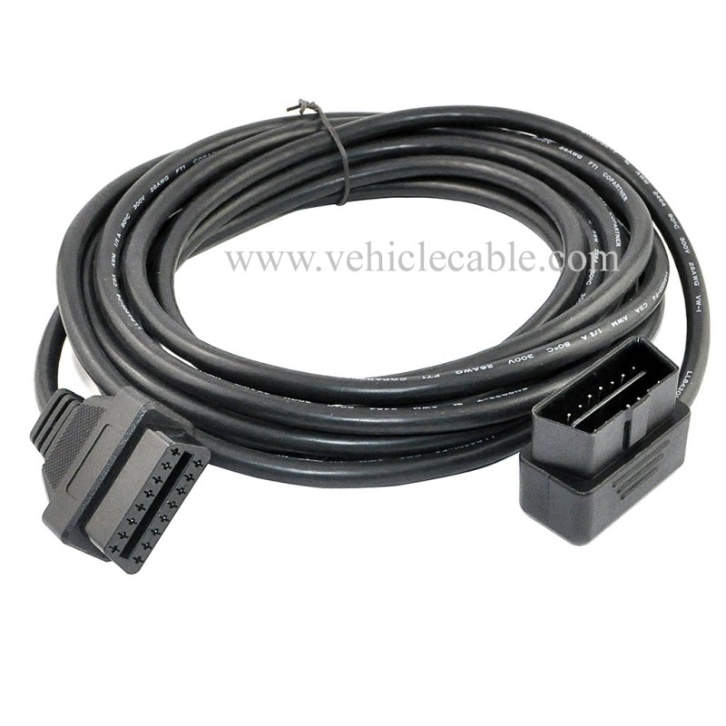 OLLGEN 5M/16.4ft OBD II Cable OBD2 16 Pin Right/Left Angle Male to Female OBD Extenstion Cable for Car Auto Diagnostic Extender Cord Adapter 