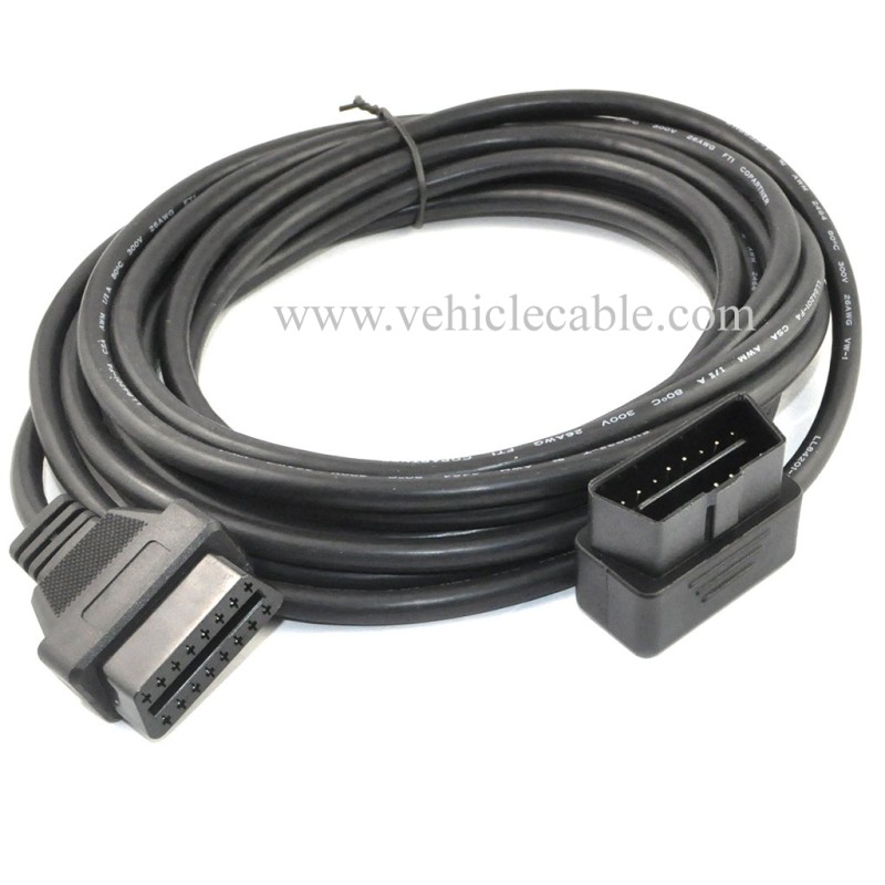 OLLGEN 5M/16.4ft OBD II Cable OBD2 16 Pin Right/Left Angle Male to Female OBD Extenstion Cable for Car Auto Diagnostic Extender Cord Adapter 