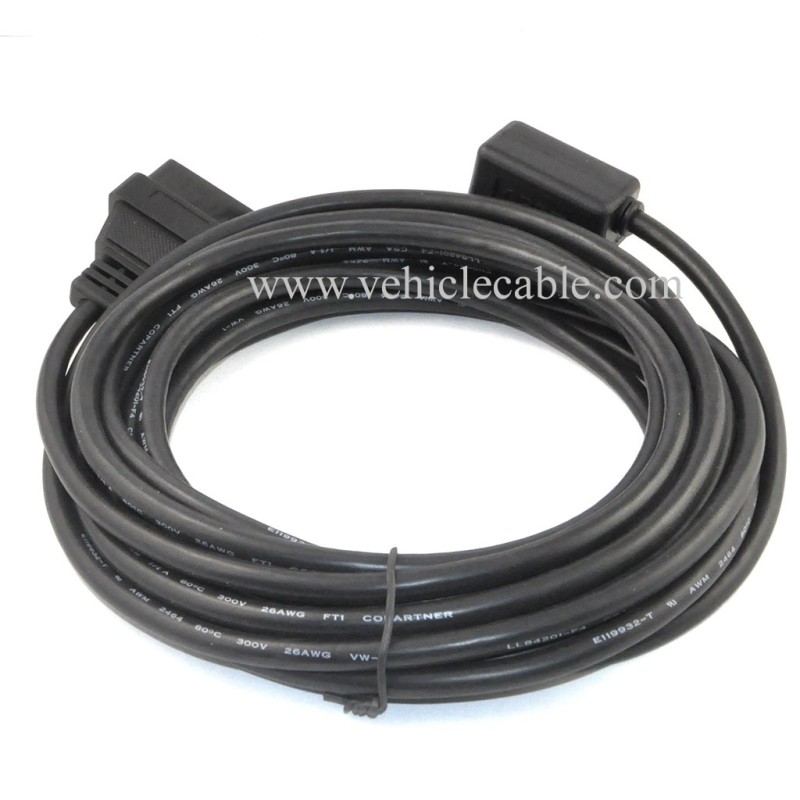 OLLGEN 5M/16.4ft OBD II Cable OBD2 16 Pin Right/Left Angle Male to Female OBD Extenstion Cable for Car Auto Diagnostic Extender Cord Adapter 