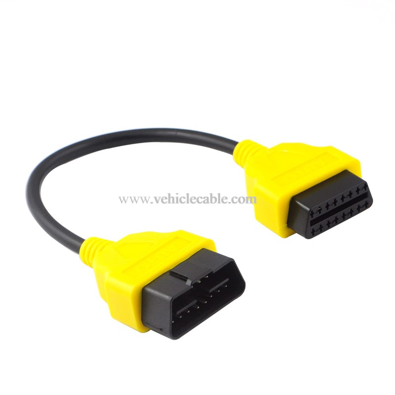 OLLGEN 1ft Feet 30cm 12" OBD II OBD2 16 Pin Male to Female Extension Cable Car Diagnostic Extender Cord Adapter Black 