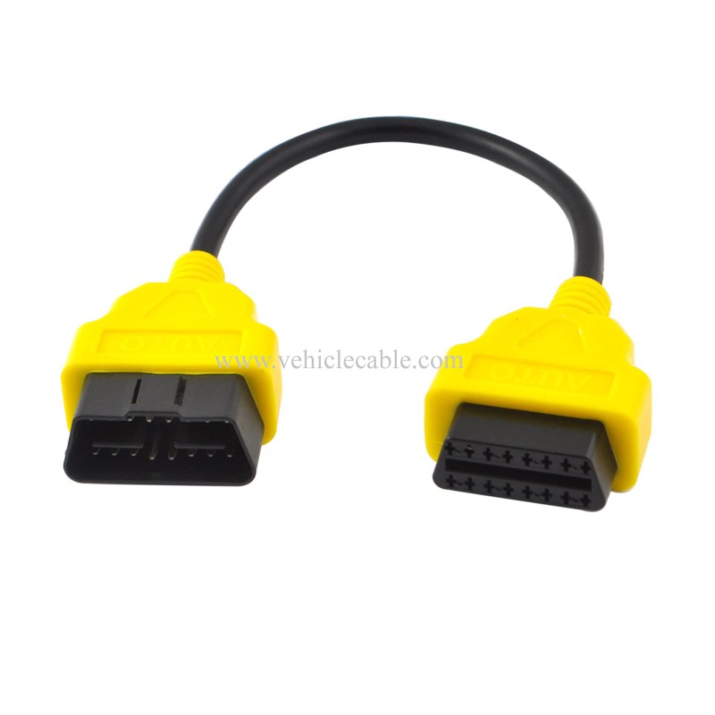 OLLGEN 1ft Feet 30cm 12" OBD II OBD2 16 Pin Male to Female Extension Cable Car Diagnostic Extender Cord Adapter Black 