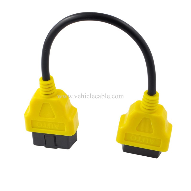 OLLGEN 1ft Feet 30cm 12" OBD II OBD2 16 Pin Male to Female Extension Cable Car Diagnostic Extender Cord Adapter Black 
