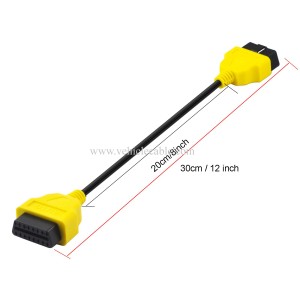 OLLGEN 1ft Feet 30cm 12" OBD II OBD2 16 Pin Male to Female Extension Cable Car Diagnostic Extender Cord Adapter Black 