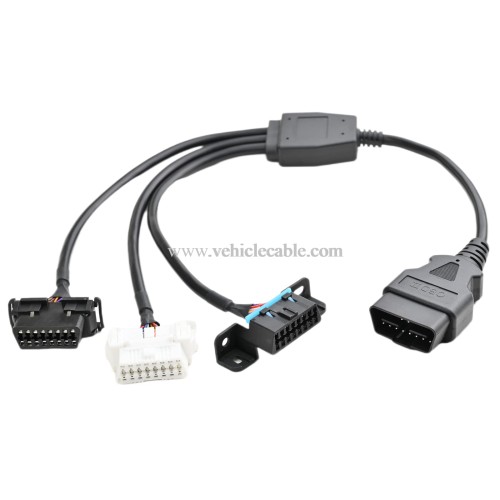 OLLGEN 1.64ft Feet 50cm 1.64ft OBD II OBD2 16 Pin Male Splitter to 3 Female Extension Cable Car Diagnostic Extender Cord Adapter