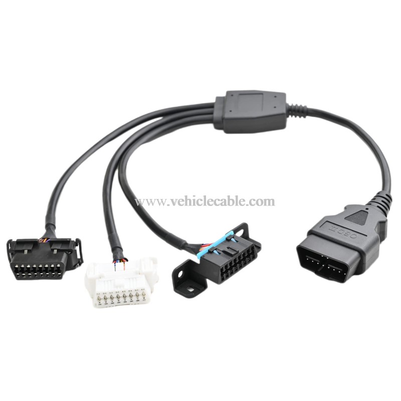 OLLGEN 1.64ft Feet 50cm 1.64ft OBD II OBD2 16 Pin Male Splitter to 3 Female Extension Cable Car Diagnostic Extender Cord Adapter 