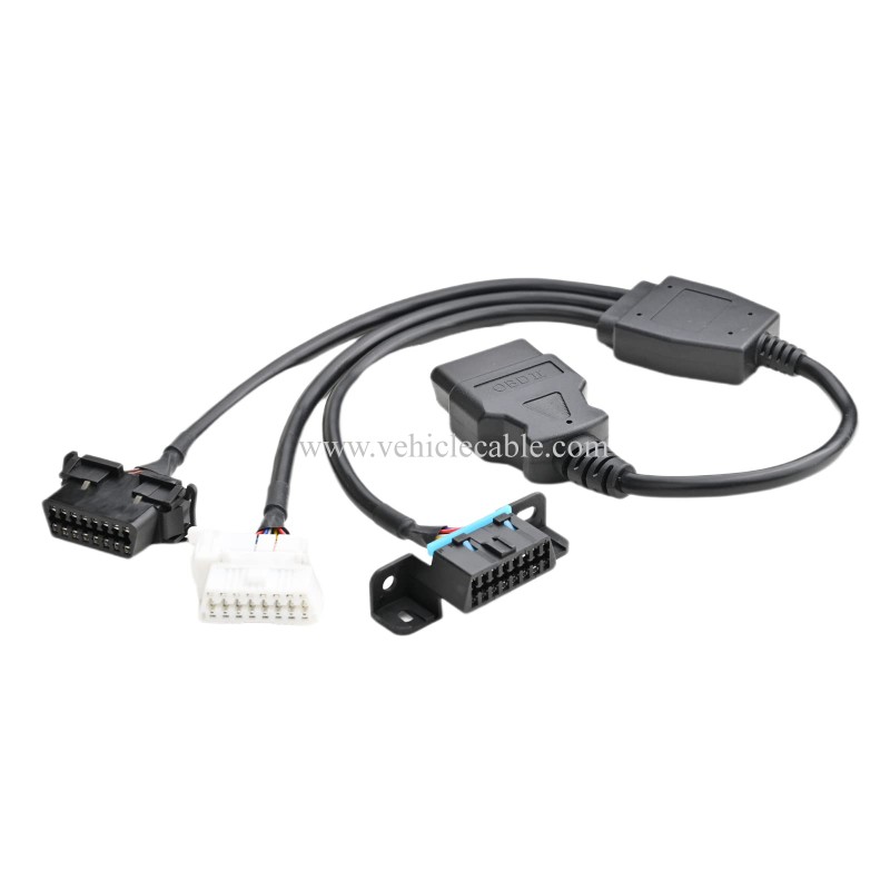 OLLGEN 1.64ft Feet 50cm 1.64ft OBD II OBD2 16 Pin Male Splitter to 3 Female Extension Cable Car Diagnostic Extender Cord Adapter 
