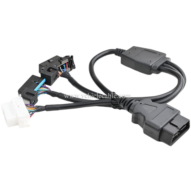OLLGEN 1.64ft Feet 50cm 1.64ft OBD II OBD2 16 Pin Male Splitter to 3 Female Extension Cable Car Diagnostic Extender Cord Adapter 