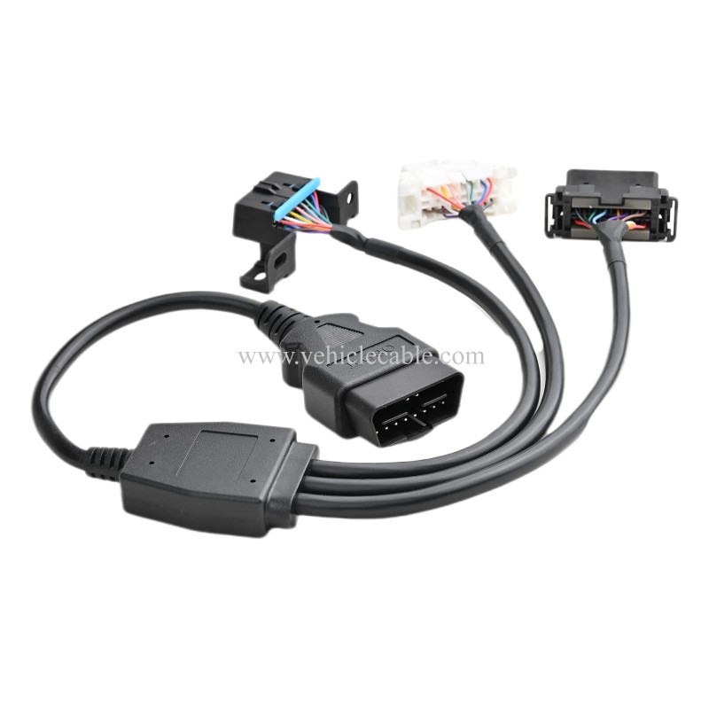 OLLGEN 1.64ft Feet 50cm 1.64ft OBD II OBD2 16 Pin Male Splitter to 3 Female Extension Cable Car Diagnostic Extender Cord Adapter 