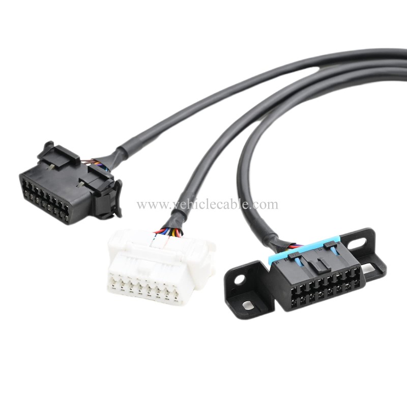 OLLGEN 1.64ft Feet 50cm 1.64ft OBD II OBD2 16 Pin Male Splitter to 3 Female Extension Cable Car Diagnostic Extender Cord Adapter 