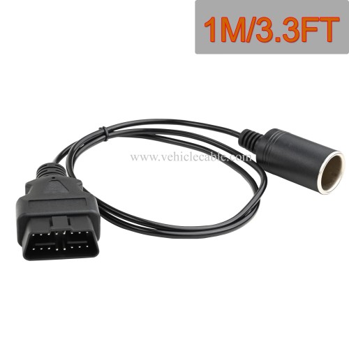 OLLGEN 1M/3.3ft OBD2 Male to Cigarette Lighter Female Connector Vehicle Car Memory Saver Power Supply Cable