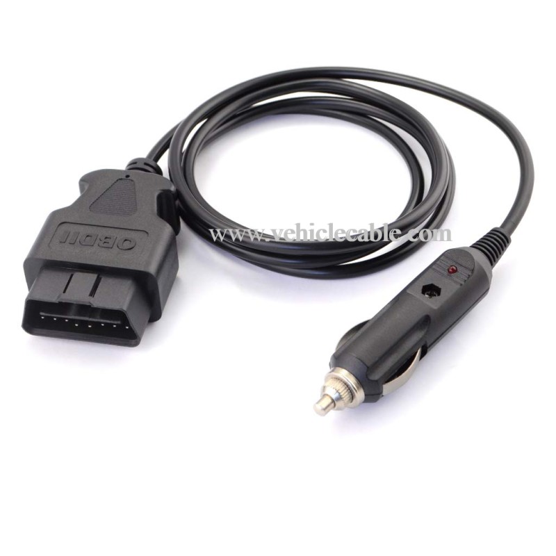 OLLGEN 3M/9.8ft Car OBDII Vehicle ECU Emergency Power Supply Cable Car Memory Save Any 12V DC Power Source OBD Male Connector Cable Adapter 