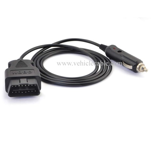 OLLGEN 3M/9.8ft Car OBDII Vehicle ECU Emergency Power Supply Cable Car Memory Save Any 12V DC Power Source OBD Male Connector Cable Adapter