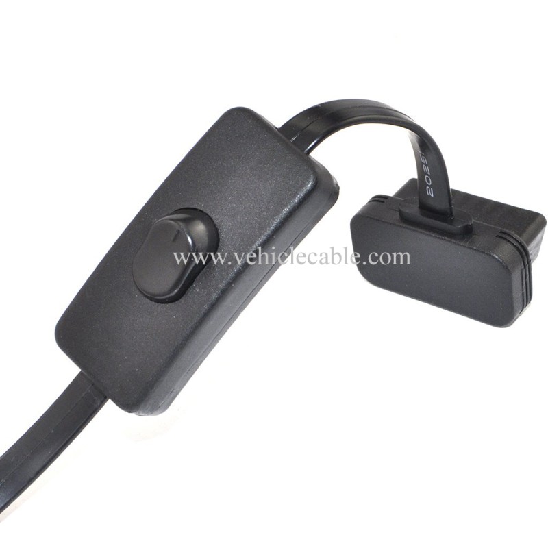 OLLGEN OBD 2 Cable Cord,Ultra Slim 16 pin M/F OBDII Extension Cable with Power Switch,Diagnostic Flat Cord Adapter Connector,70cm / 2.3feet 