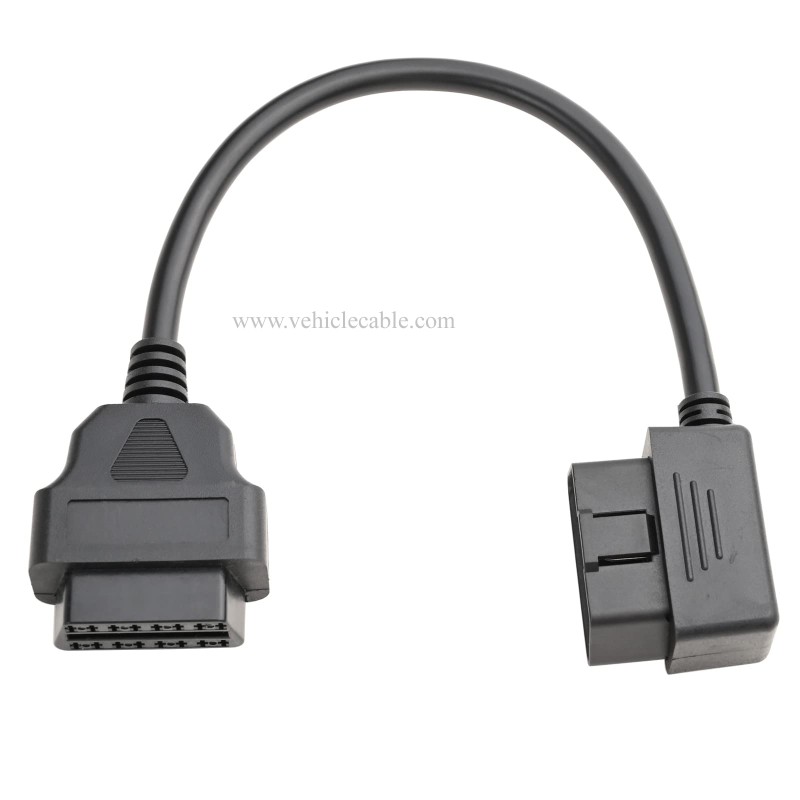 OLLGEN 1ft 30cm OBD-II OBD2 Right Angle 16 Pin Auto Car Male to Female Extension Cable Diagnostic Extender Cord Adapter 
