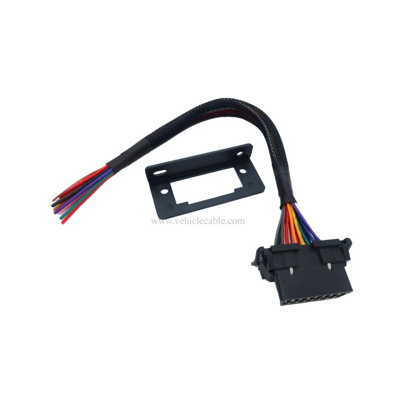 OBD2 J1962 Female to Open Pigtail Cable Bracket OBDii Port Replacement Cable 1ft/30cm 