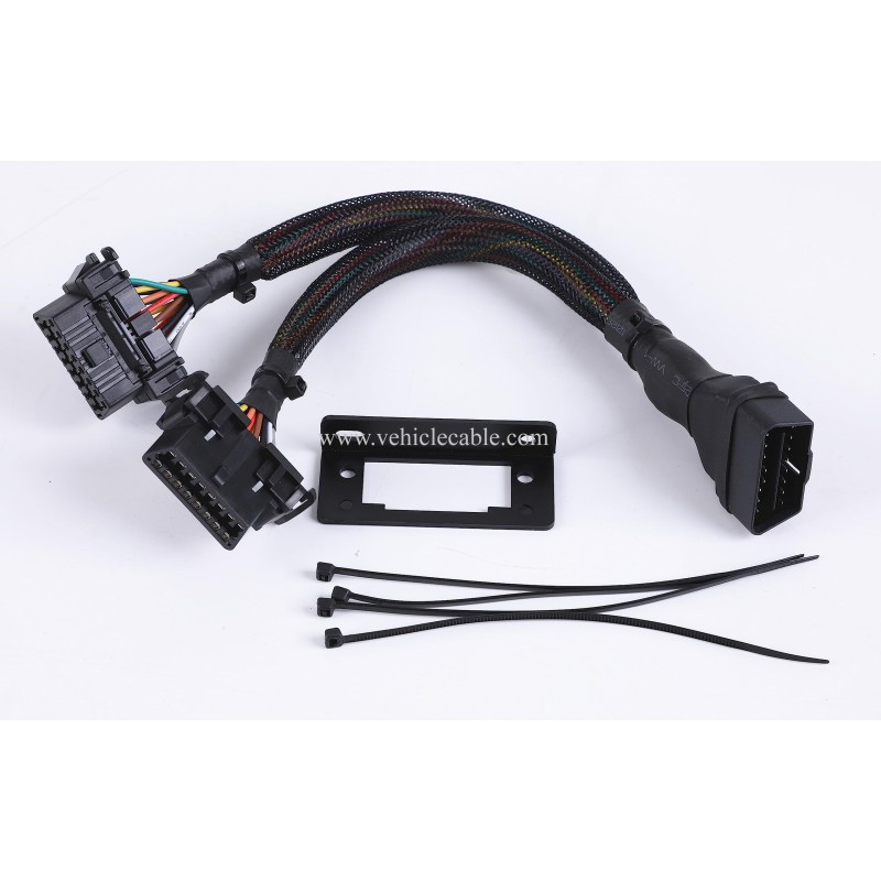Underdash OBD2 Splitter Y Cable OBDII 1 Male to 2 Female Splitter 20awg Thick Wire 