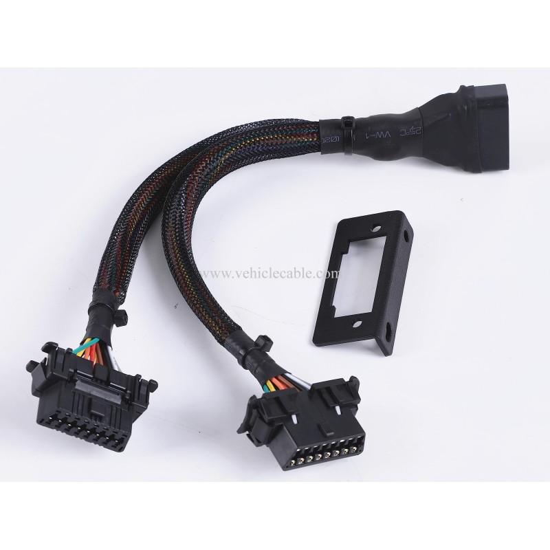 Underdash OBD2 Splitter Y Cable OBDII 1 Male to 2 Female Splitter 20awg Thick Wire 