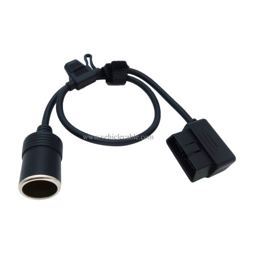 Right Angle Low-Profile OBD2 Male to Cigar Lighter Female Connector Cable Car Constant Power Cable 2ft/60cm