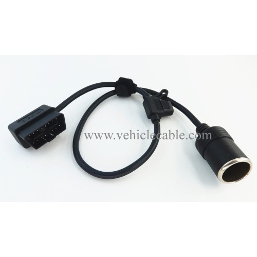 Right Angle Low-Profile OBD2 Male to Cigar Lighter Female Connector Cable Car Constant Power Cable 2ft/60cm