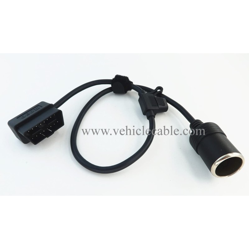Right Angle Low-Profile OBD2 Male to Cigar Lighter Female Connector Cable Car Constant Power Cable 2ft/60cm 