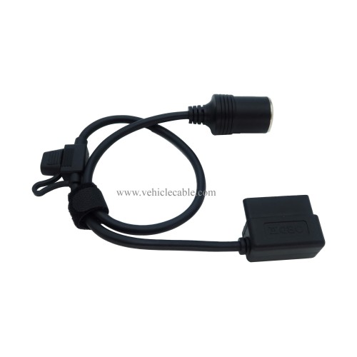 Right Angle Low-Profile OBD2 Male to Cigar Lighter Female Connector Cable Car Constant Power Cable 2ft/60cm