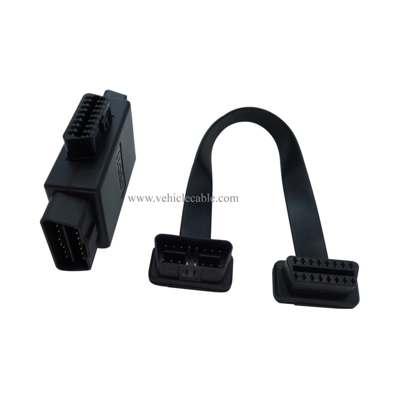1pcs Cable + 1pcs 1-3 Adapter Ribbon Cable OBD II Male to Female Extension Cable and OBD2 J1962 Male to 3pcs Female Port Adapter 