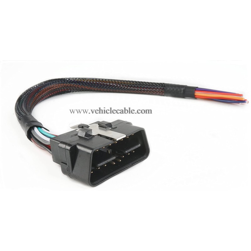 OBD2 J1962 Male to Open End 16pin Pigtail Cable 1ft/30cm (Male Cable)
