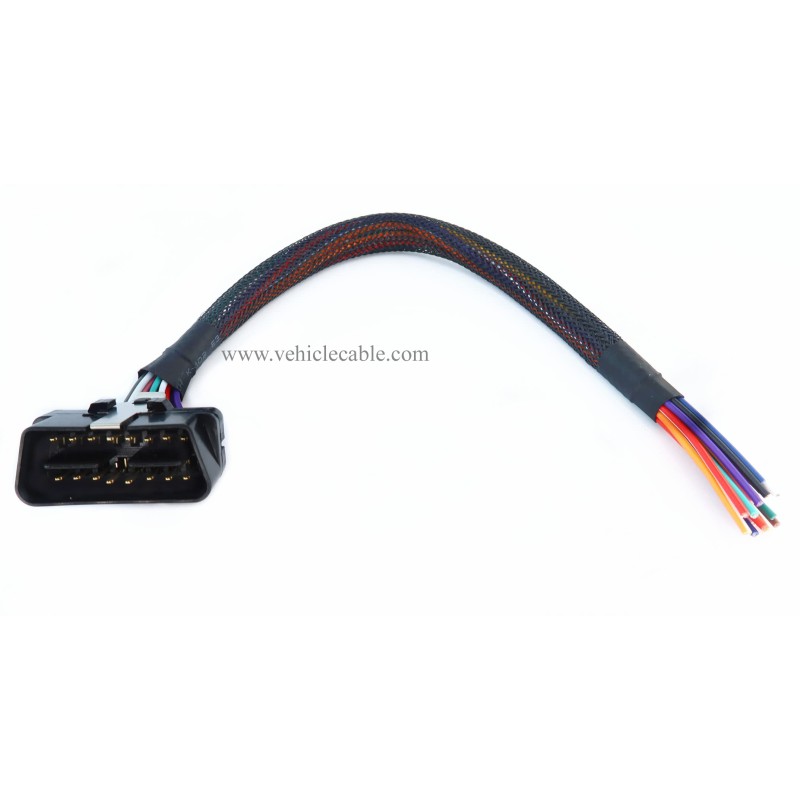 OBD2 J1962 Male to Open End 16pin Pigtail Cable 1ft/30cm (Male Cable) 