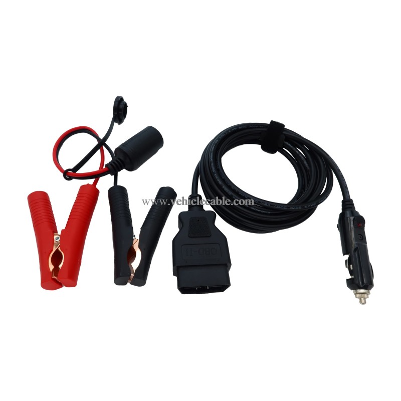 OBD II Vehicle ECU Emergency Power Supply Cable Memery Saver OBD2 to Cigar Lighter 