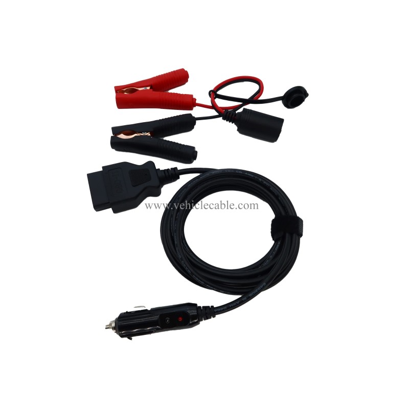 OBD II Vehicle ECU Emergency Power Supply Cable Memery Saver OBD2 to Cigar Lighter 