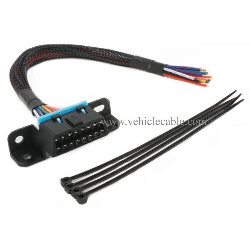 16PIN j1962F OBD2 Female to Open Cable OBDII Dash Port Pigtail Fixed Wire Harness 