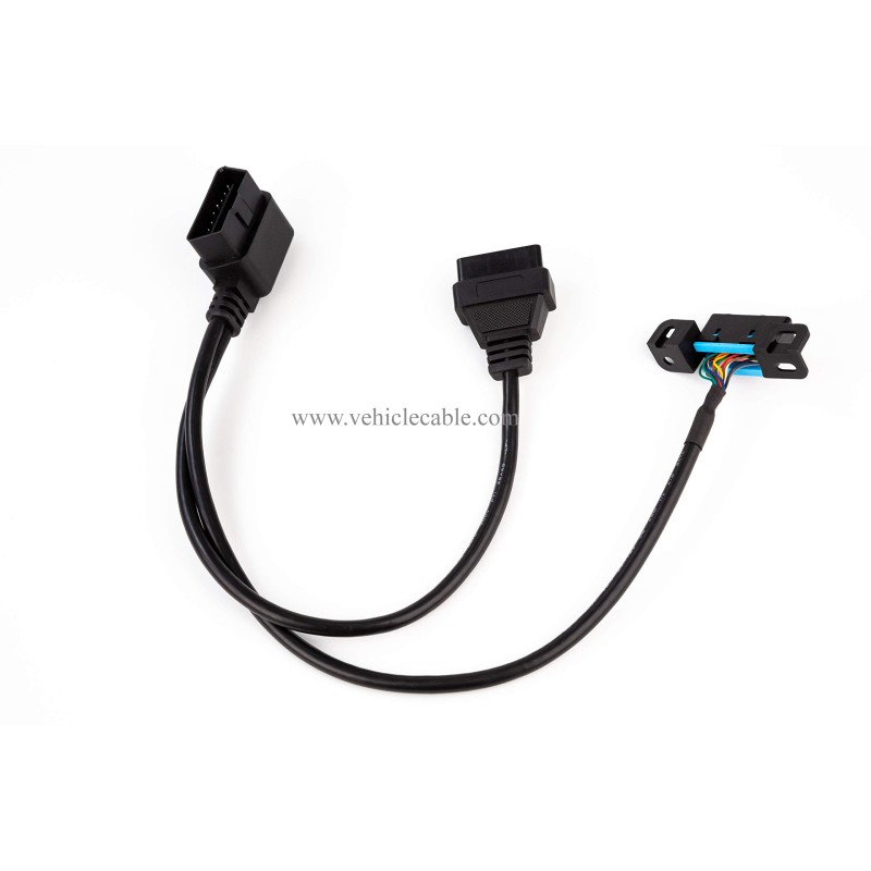 YPP Angled 16pin OBD II Splitter Extension Cable Car Indash Power & Data Cable for GPS Tracker Scan Tool 