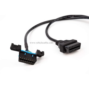YPP Angled 16pin OBD II Splitter Extension Cable Car Indash Power & Data Cable for GPS Tracker Scan Tool 