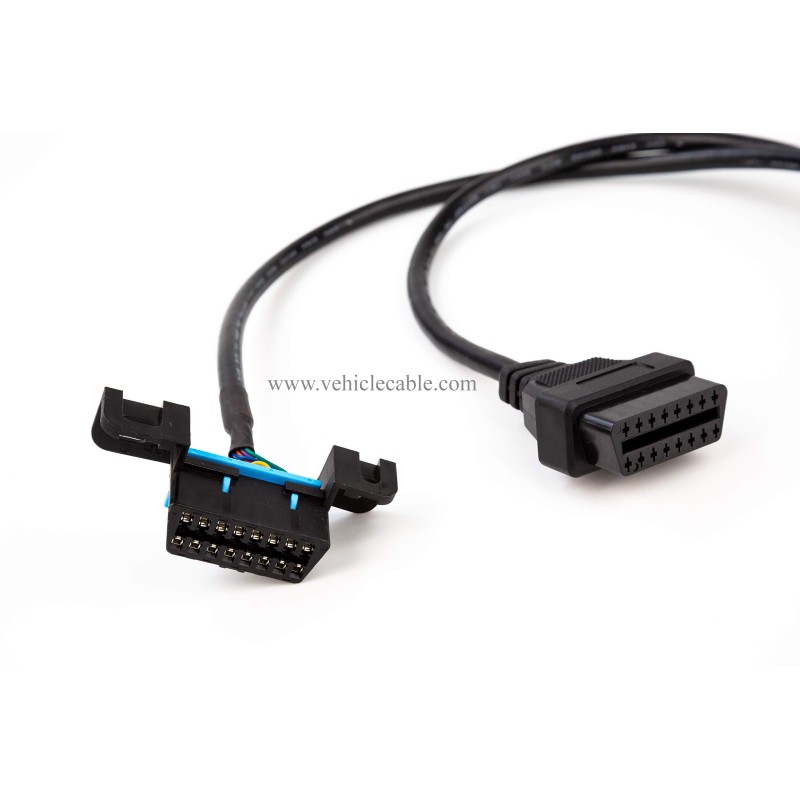 YPP Angled 16pin OBD II Splitter Extension Cable Car Indash Power & Data Cable for GPS Tracker Scan Tool 