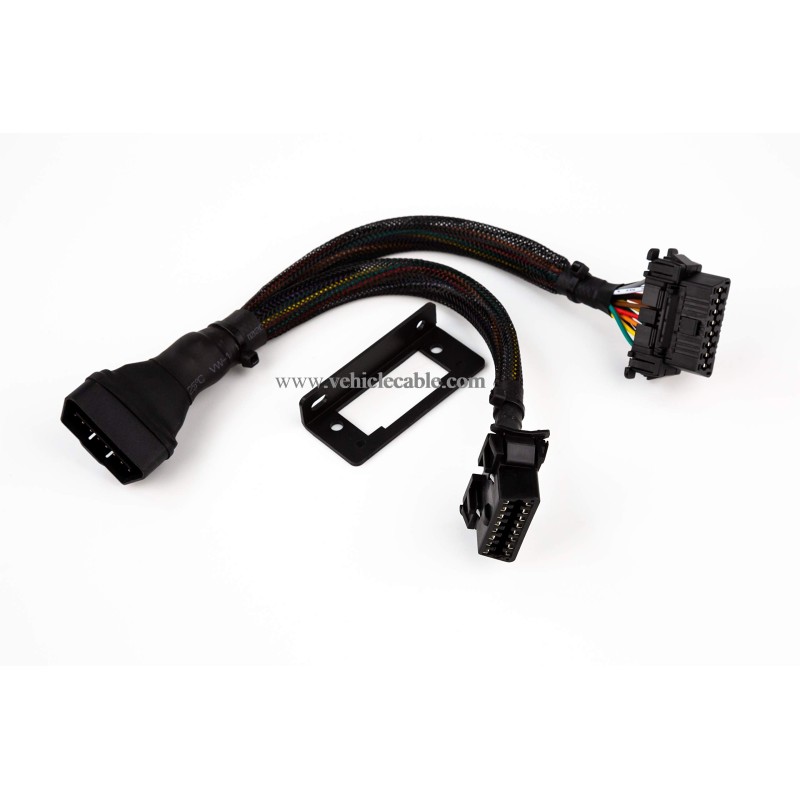 20AWG Thick Universal OBD ii Cable Split Y Cable 1 Male to Dual Female Indash Cable for Code Reader & GPS 