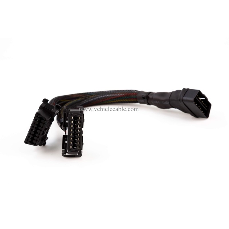20AWG Thick Universal OBD ii Cable Split Y Cable 1 Male to Dual Female Indash Cable for Code Reader & GPS 