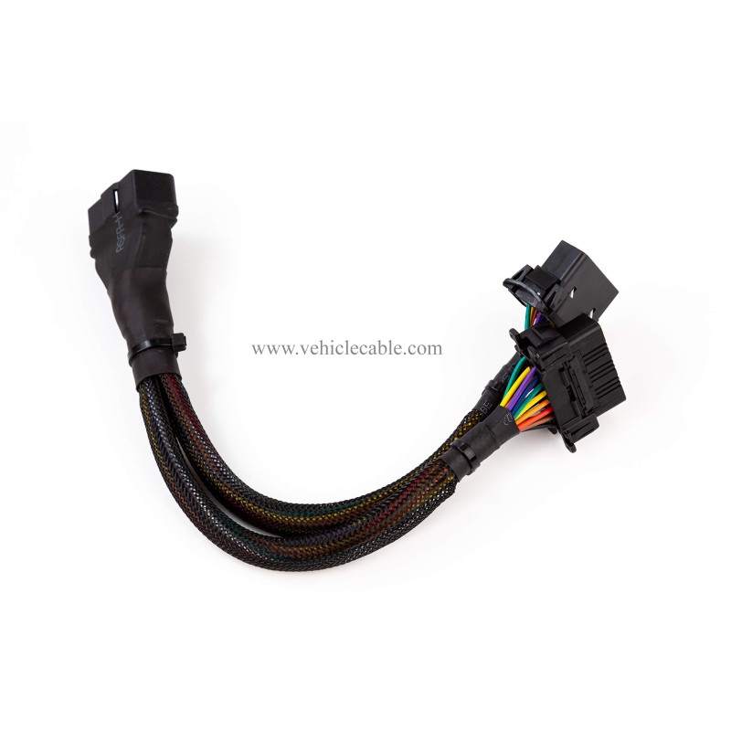 20AWG Thick Universal OBD ii Cable Split Y Cable 1 Male to Dual Female Indash Cable for Code Reader & GPS 