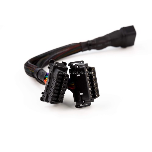 20AWG Thick Universal OBD ii Cable Split Y Cable 1 Male to Dual Female Indash Cable for Code Reader & GPS