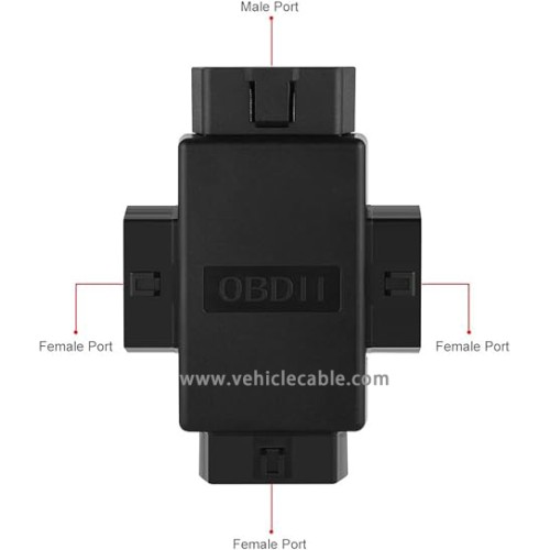 iKKEGOL Pocket OBD2 OBDII Full 16 Pin Male to 3 Female 1 to 3 OBD Cable Splitter Converter Adapter for Diagnostic Extender