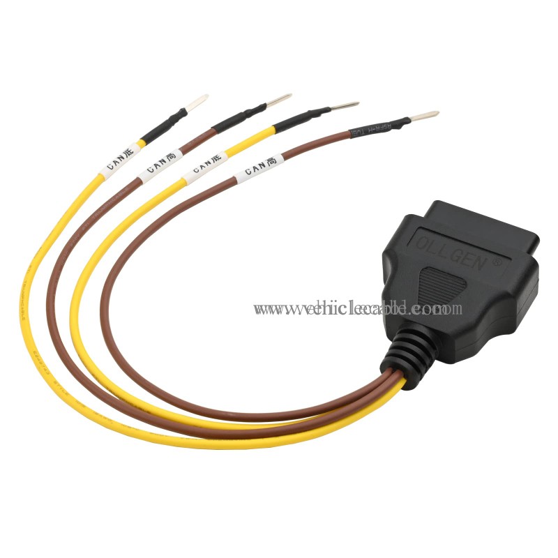 OLLGEN 30cm/12 1ft Feet OBD OBDII OBD2 16 Pin Female Connector CAN Line Jumper Tester Cable Universal Pigtail DIY Mobley Adapter for Car Motorcycle