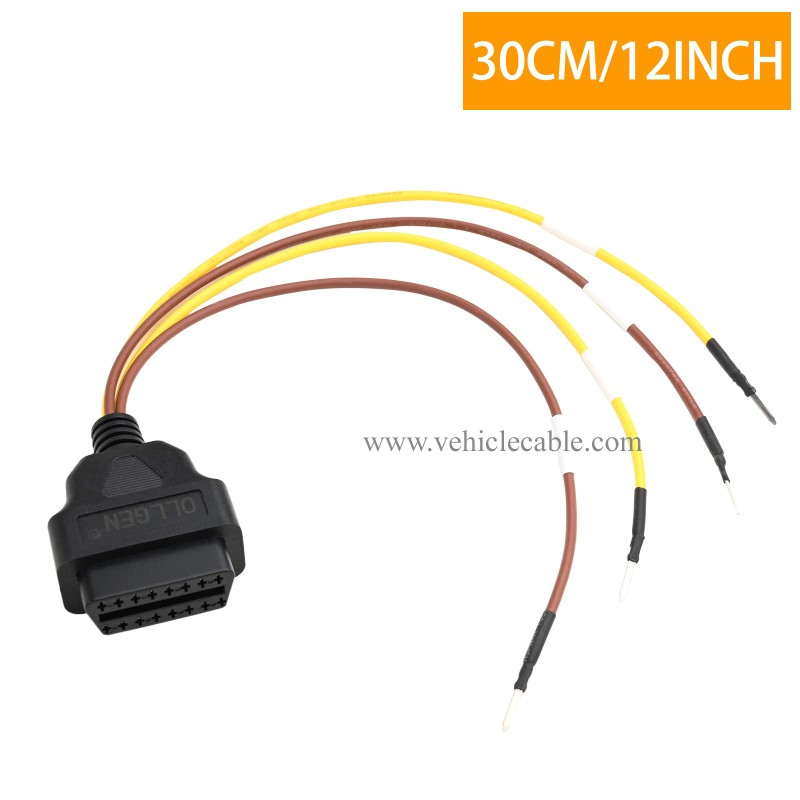 OLLGEN 30cm/12 1ft Feet OBD OBDII OBD2 16 Pin Female Connector CAN Line Jumper Tester Cable Universal Pigtail DIY Mobley Adapter for Car Motorcycle 
