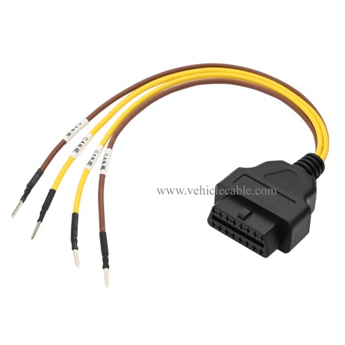 OLLGEN 30cm/12 1ft Feet OBD OBDII OBD2 16 Pin Female Connector CAN Line Jumper Tester Cable Universal Pigtail DIY Mobley Adapter for Car Motorcycle
