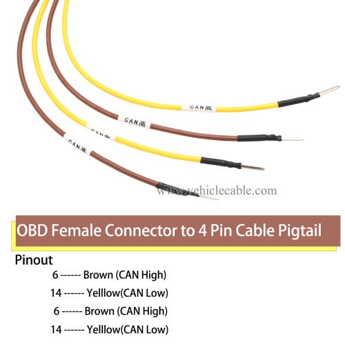 OLLGEN 30cm/12 1ft Feet OBD OBDII OBD2 16 Pin Female Connector CAN Line Jumper Tester Cable Universal Pigtail DIY Mobley Adapter for Car Motorcycle