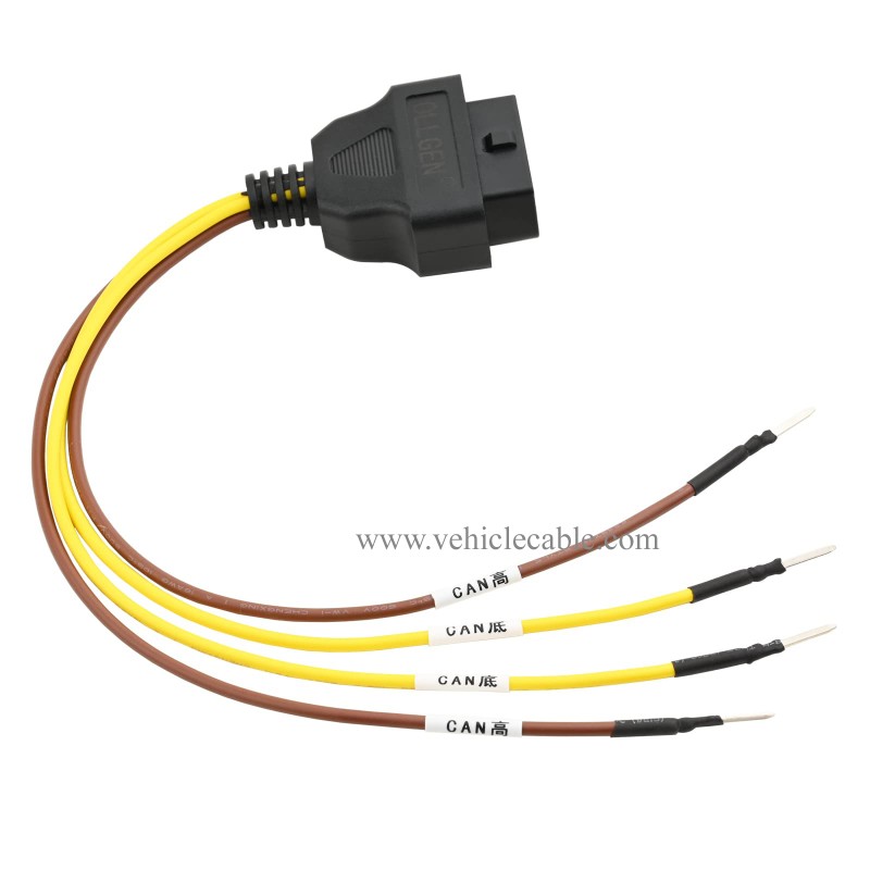 OLLGEN 1ft Feet 30cm/12 J1962 OBD2 OBD-II Female 16 Pin Connector to 4 Pin Open Pigtail Plug Wire 
