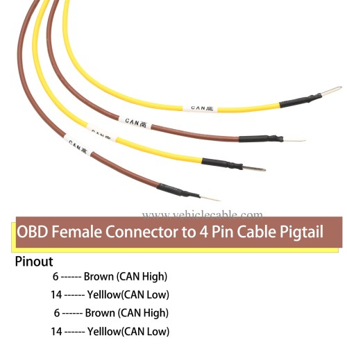 OLLGEN 1ft Feet 30cm/12 J1962 OBD2 OBD-II Female 16 Pin Connector to 4 Pin Open Pigtail Plug Wire