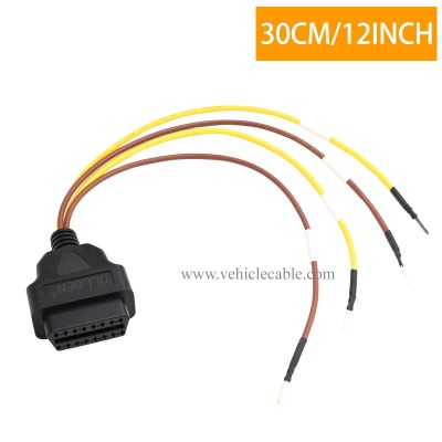 OLLGEN 1ft Feet 30cm/12 J1962 OBD2 OBD-II Female 16 Pin Connector to 4 Pin Open Pigtail Plug Wire