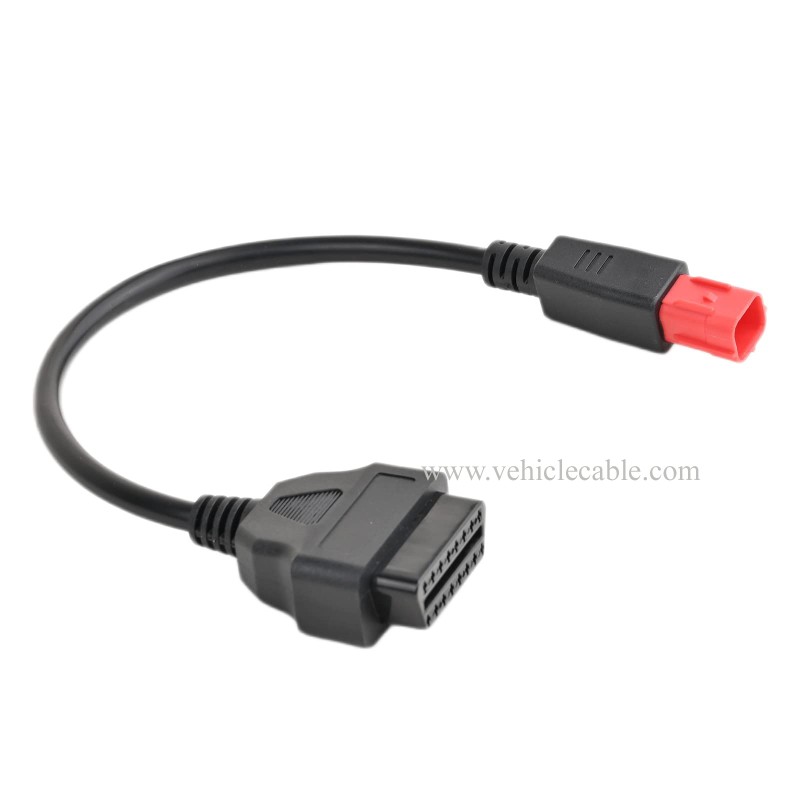 OLLGEN 30cm/12 6 Pin Male to OBD2 16Pin Diagnostic Scanner Adapter Fits for Motorcycles OBD Female Adapter Cable 